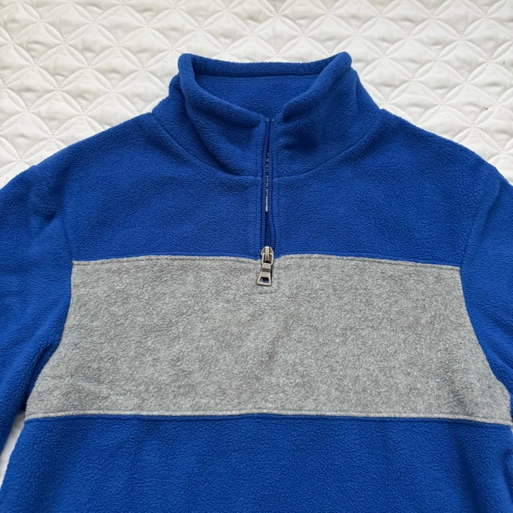 The Children's Place Blue Gray Stripe Quarter Zip Fleece Sweatshirt Size M 7-8